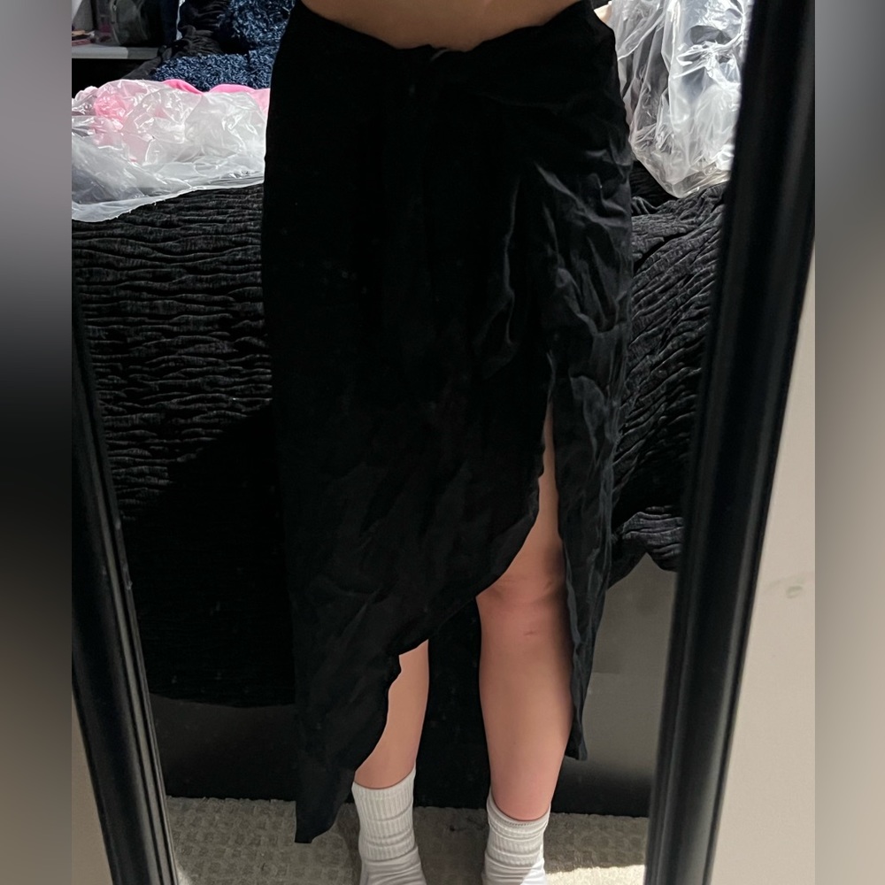 Reformation Tie Black Sarong Skirt